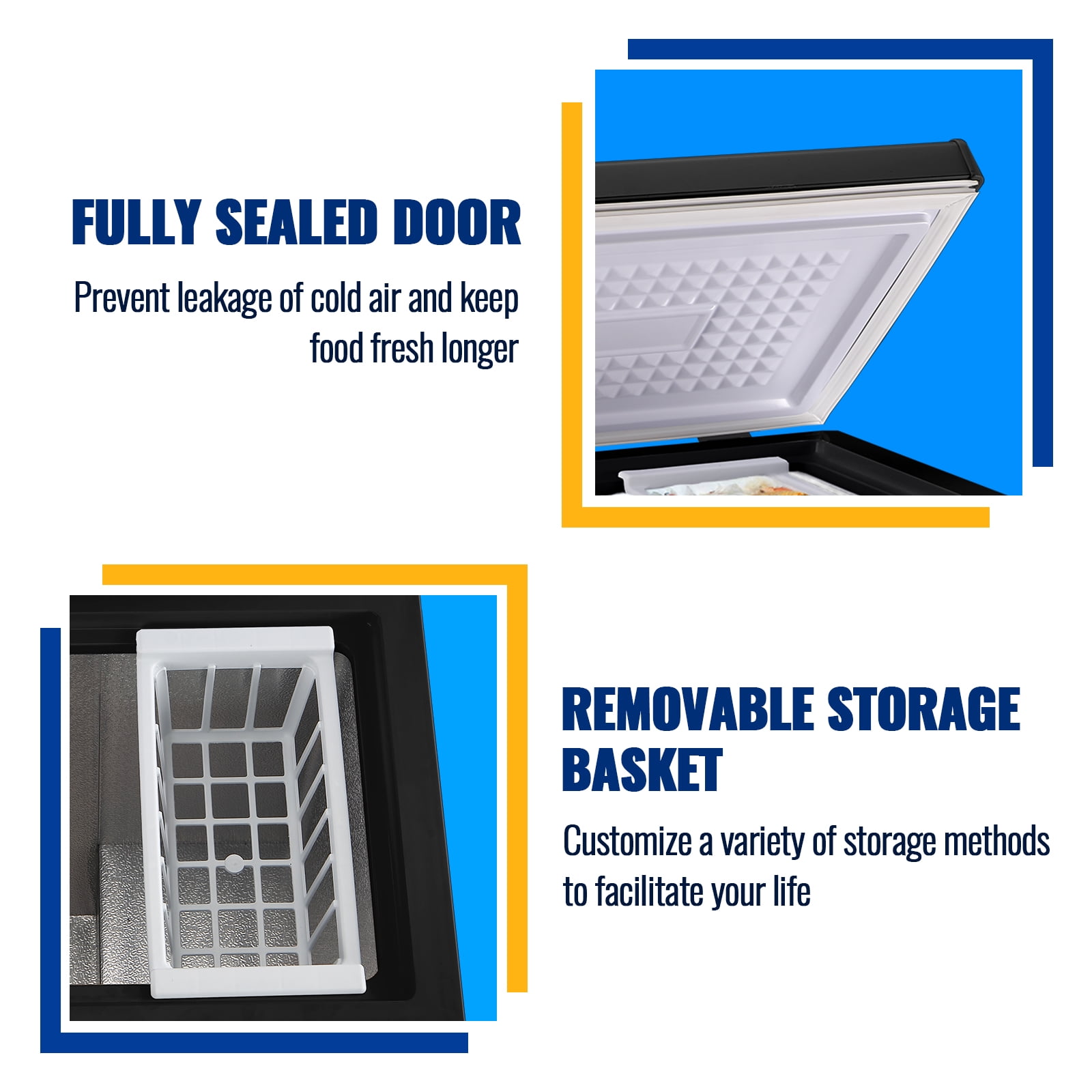 WANAI 3.5 Cu.ft Compact Freezer, Fast Cooling, Top Door Design, Energy-Efficient Deep Freezer Black