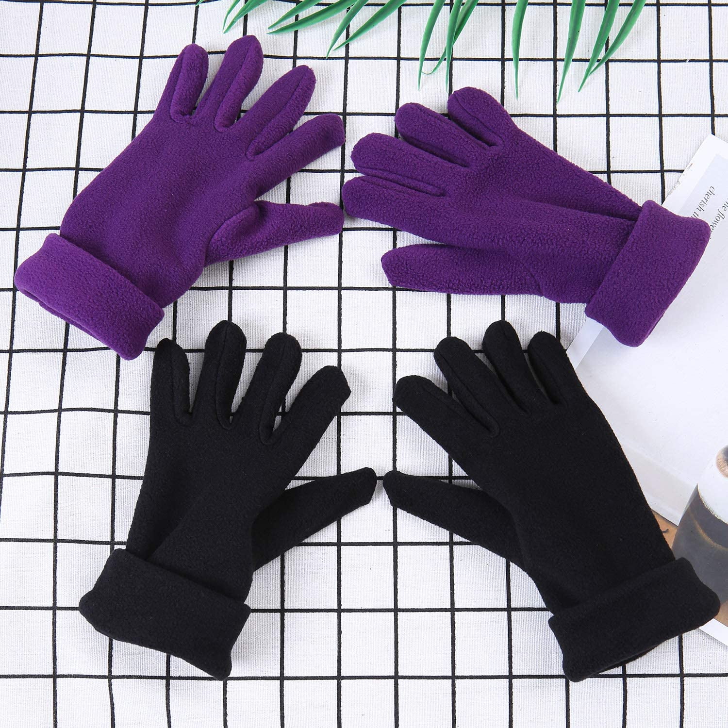 3 Paires Gants En Molleton Enfants Gants D'Hiver Doux Et