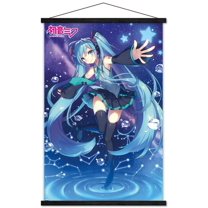Hatsune Miku - Stars Wall Poster with Wooden Magnetic Frame, 22.375" x 34"