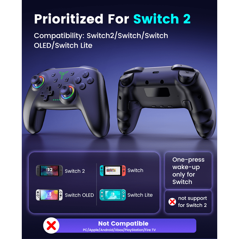 Beboncool, Wireless Pro Controller, Hall Effect Joystick, for