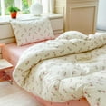 thumbnail image 3 of JOLUSERE 100% Organic Cotton Comforter King Sets, 3 Pieces Botanical White Pink Floral Tulip Flower Comforter Sets, 3 of 7