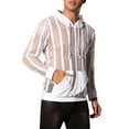 thumbnail image 4 of INSPIRE CHIC Sheer Mesh Hoodies for Men's Long Sleeves See Through Striped Pullover Tee Shirts, 4 of 4