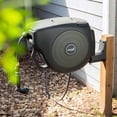 thumbnail image 2 of Vego Garden Hose Reel Retractable Hi-Flow 50ft Wall Mounted Automatic Rewind, Any Length Lock with 9 Patterns Sprayer Nozzle, Quick Connector and Adjustable shot Nozzle-Seaweed Green, 2 of 7