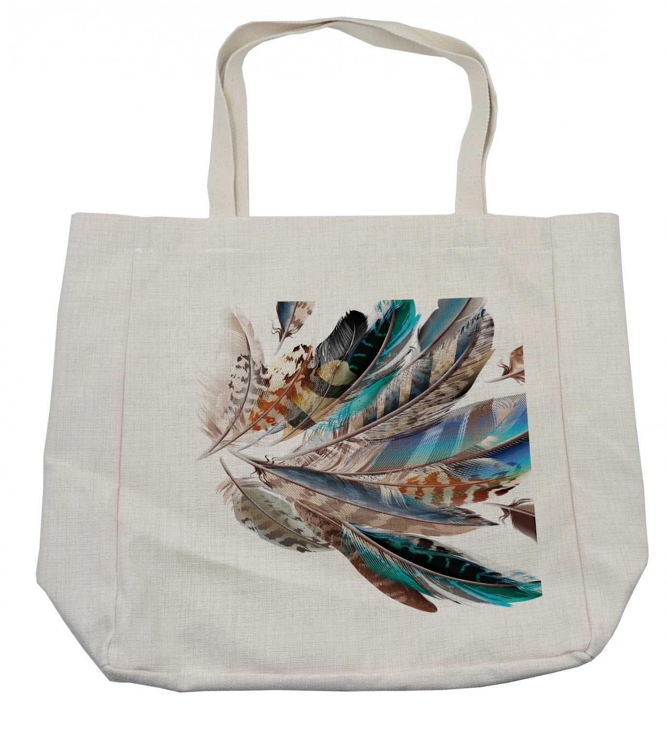 Feathers Shopping Bag, Vaned Types and Natal Contour Flight Bird Feathers  and Animal Skin Element Print, Eco-Friendly Reusable Bag for Groceries  Beach and More, 