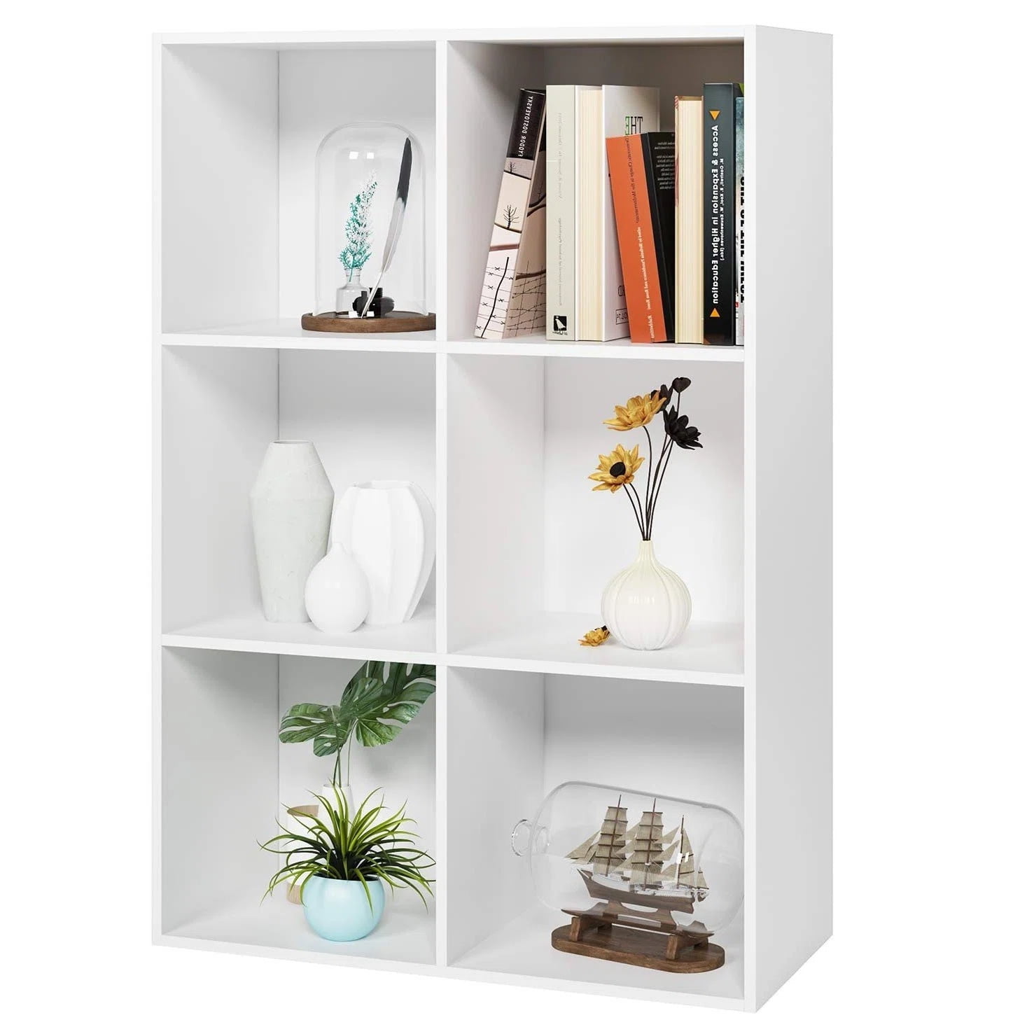 Homecho Freestanding Bookcase, 6 Cubes Storage Bookshelf, Cubby