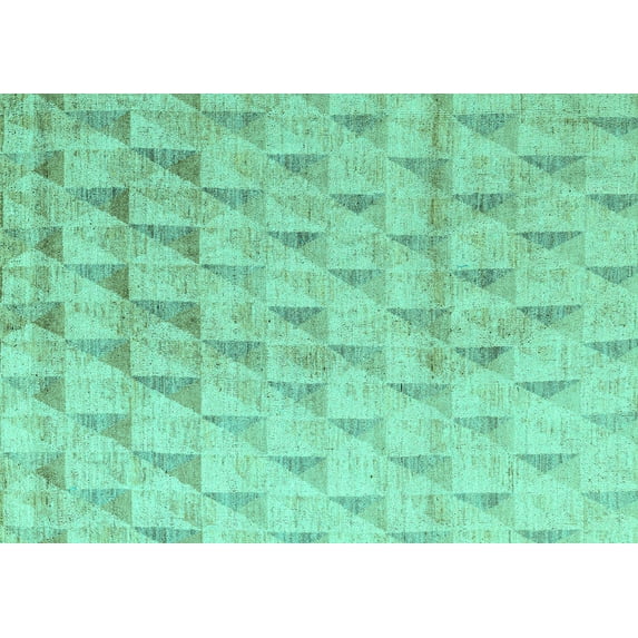 Ahgly Company Machine Washable Indoor Rectangle Solid Turquoise Blue Modern Area Rugs, 3' x 5'