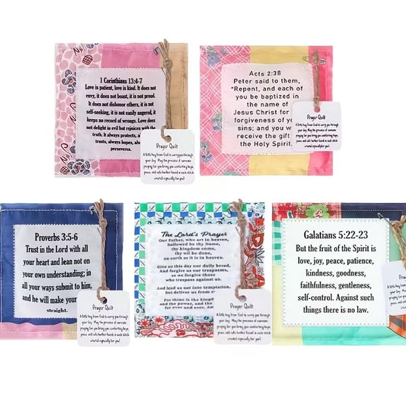 Hotpom Mini Prayer Quilt with Cross Inside, Vintage Pocket Scripture Prayer Quilt Squares Cross Design Fabric Christian Gift Christmas & Easter Gifts