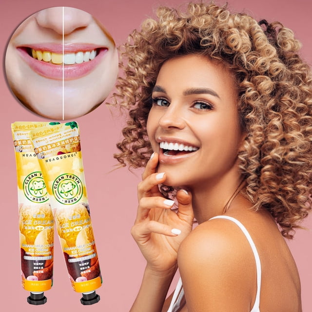 Puntoco Pasta de dientes blanqueadora con helado de níscalos de plátano para el cuidado de las encías y un aliento fresco, 180 g