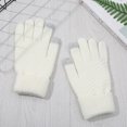 thumbnail image 1 of Guantes de invierno para mujer Guantes de ciclismo de lana de cinco dedos con pantalla táctil de punto Blanco ==, 1 of 2