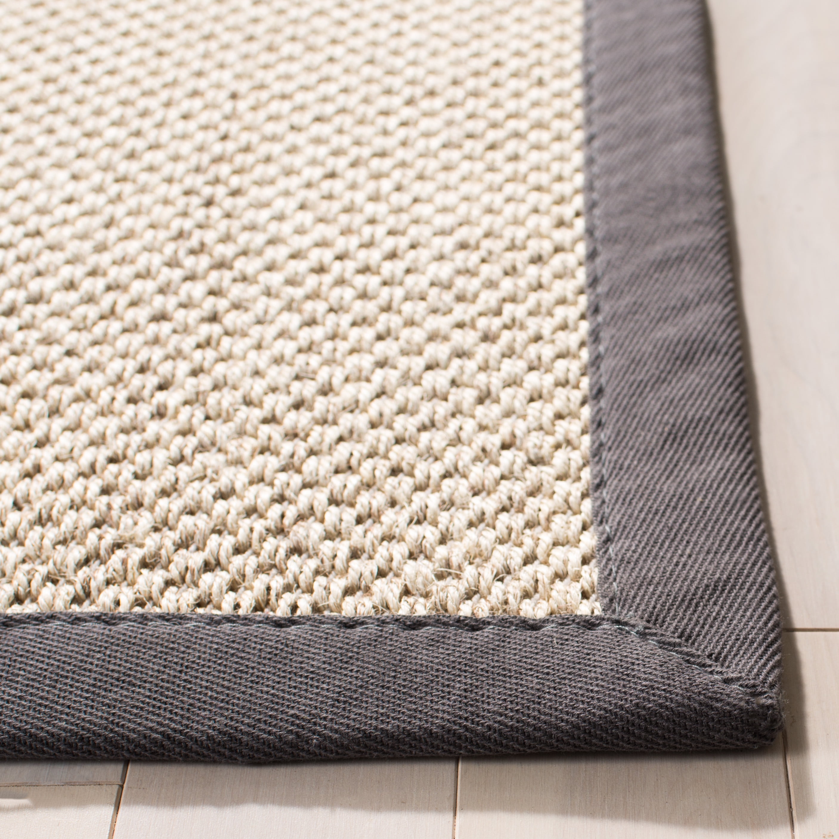 SAFAVIEH Natural Fiber Kentigern Border Seagrass Area Rug, Marble/Dark Grey, 11' x 15'