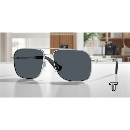 BURBERRY BE3159 100587 Silver Dark Grey 59 mm Men's Sunglasses
