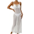thumbnail image 2 of Qzwdhjm Womens Crochet Beach Coverup Hollow Out Maxi Cami Dresses Square Neck Scalloped Hem Swimsuits Coverups Beach Holidays Bikini Coverup, 2 of 8