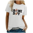 thumbnail image 1 of TSADFHJI T-Shirts Graphiques pour Femmes T-Shirt à Manches Courtes Col Rond Imprimé Lettre Rugby m Blanc, 1 of 5