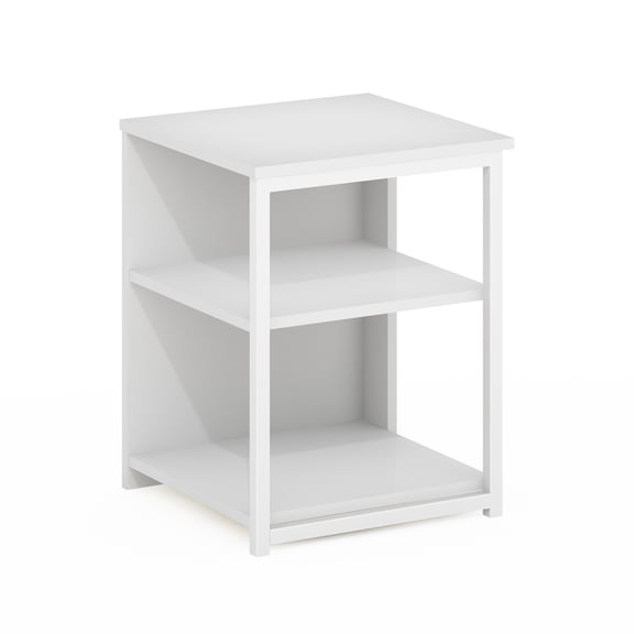 Furinno CAMNUS Modern Living End Table, White/White