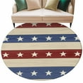 thumbnail image 2 of 4th of July Round Rugs 5ft, Blue Red Star Striped Independence Day Non Slip Washable Rug Runner, Low Pile Indoor Floor Carpet Mat Bathroom Rugs for Living Room, Bedroom, Kids Room, 2 of 9