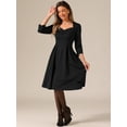 thumbnail image 2 of DARING DIVA Women's 3/4 Sleeve High Waist A Line Pleated Midi Dress XL Black, 2 of 5