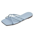 thumbnail image 5 of Mepaouo Strappy Flat Sandals for Women Square Open Toe Slides Slippers Summer Beach Shoes Flip Flops, 5 of 6
