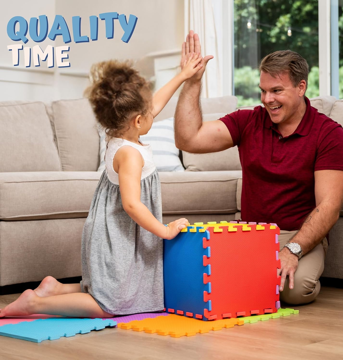 ToyVelt Foam Puzzle Floor Mat for Kids – 32 Tiles MultiColor Interlocking Play Mat