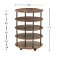 4Tier Round Revolving Shoe Rack with Wheels,Wooden Rotating Shoe Rack