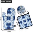 thumbnail image 6 of Blue White Tie Dye Mandala Pattern Kitchen Oven Mitt and Pot Holder Sets 4 Pcs for Baking, Cooking and Grilling, Heat Resistant Up To 392 °F, 6 of 7
