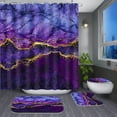 thumbnail image 5 of Poedist 4Pcs Shower Curtain Set, Bathroom Sets with Shower Curtain and Rugs, with Non-Slip Rugs,Toilet Lid Cover,Bath Mat and 12 Hooks,71 x 71 Inch,Gold Inlaid Marble, 5 of 5