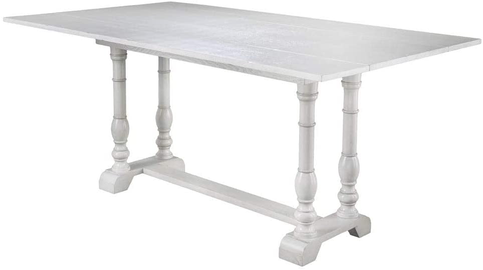 Modern Distressed White Folding Trestle Console to Dining Table with Turned Legs
