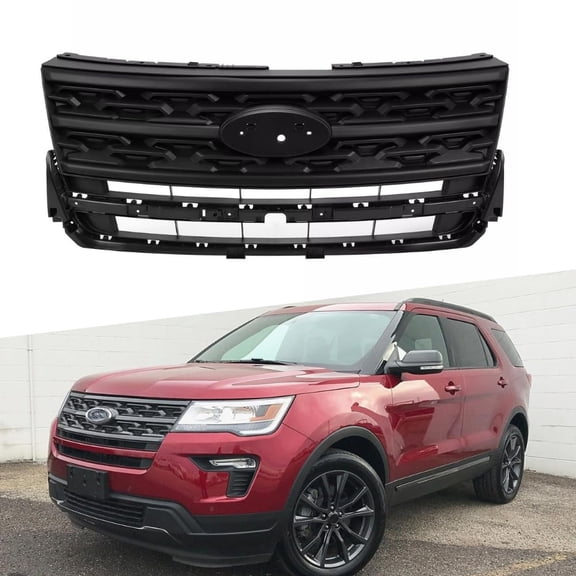 ONEPI Matte Black Front Grill Compatible with Ford Explorer Base/Limited/Sport/XLT/Platinum 2018 2019 Models, No Emblem