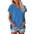 thumbnail image 2 of Sweet Home Farm V Neck T Shirts for Women Stylish And Comfortable Women's Loose Fit Shirt | Casual Tee Any Occasion Short Sleeve Shirts for Women Blue, 2 of 8