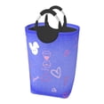 thumbnail image 2 of Waterproof Collapsible Laundry Hamper, Purple Textured Love Aluminum Handle Laundry Bag, 50L, 2 of 6