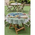 thumbnail image 4 of Outdoor Tablecloth with Umbrella Hole for Patio/Picnic/Party/Camping, Blue Coastal Starfish Waterproof Table Cloth Round Cover Washable, Grey Sage Green Nautical Coral Summer (Dia 54"), 4 of 8