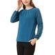 thumbnail image 4 of BLUSA DE CHIFFON PARA MUJERES INSPIRE CHIC CON ESCOTE EN FORMA DE LLAVE Y MANGAS PATCHWORK, TOP ELEGANTE PARA TRABAJO XL AZUL LAGO, 4 of 6
