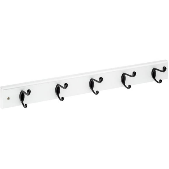 27" 5 Peg White/Matte Black Hat/Coat Rack