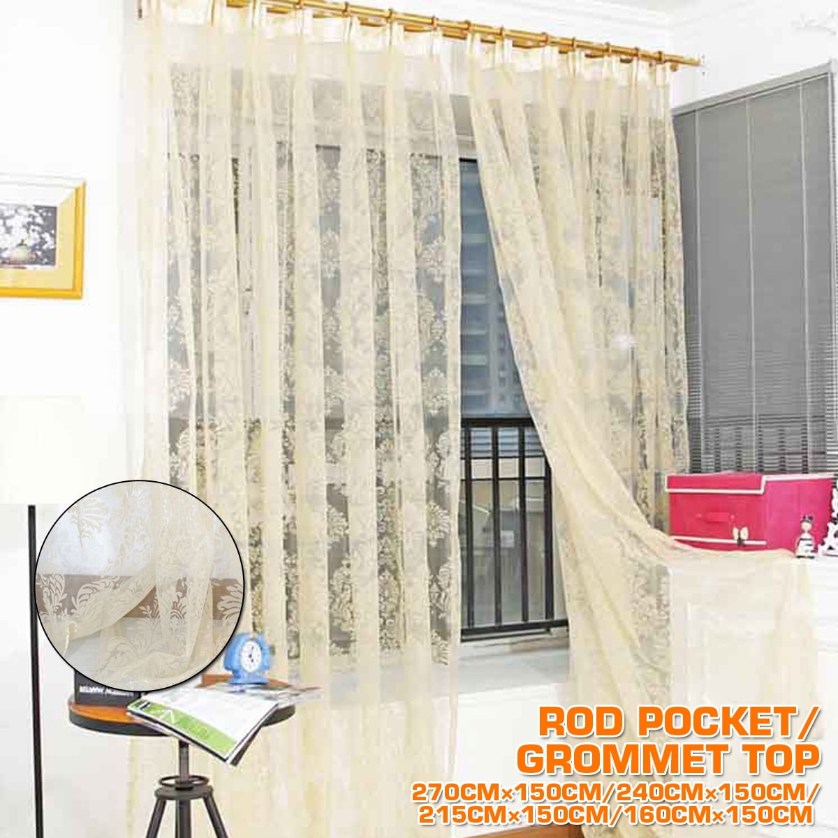 Lifegroceryllc Rod Pocket Floral Lace Sheer Curtain Panel 2 Pack Sheer Window Treatment Rod Pocket Curtain Panels For Bedroom And Living Room 59 X 85 Inches Long Walmart Com Walmart Com