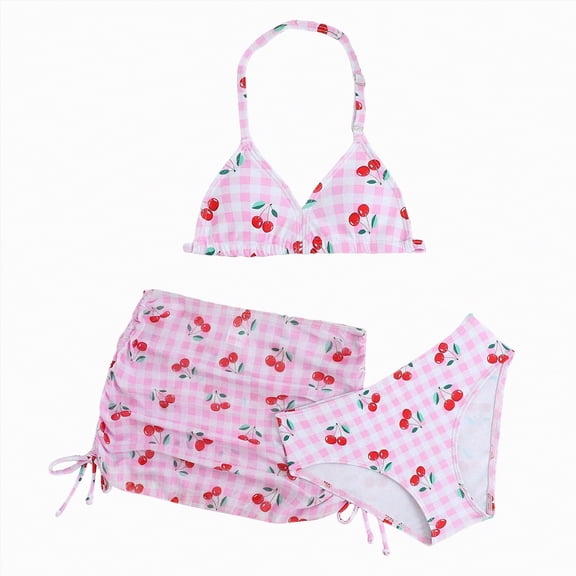 Myshe Girls Swimsuit Color Block Girls Bathing Suit Twist Tankini Set Two Piece Girl Swimwear Bikini Set for 9-16 Years Summer Vacation Swimwear,Pink,11-12 Years
