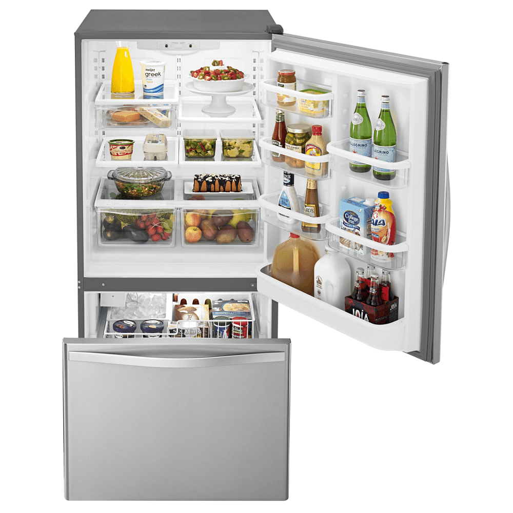 Whirlpool® Brand New WRB322DMBM - 33-inches wide Bottom-Freezer Refrigerator with Spill Guard™ Glass Shelves - 22 Cu. ft