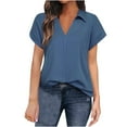 thumbnail image 2 of Idoravan Women's Plus Size Tops Clearance Fashion Women Short Sleeve V-Neck Blouses Half Sleeve Loose Top Ladies Shirts, 2 of 3