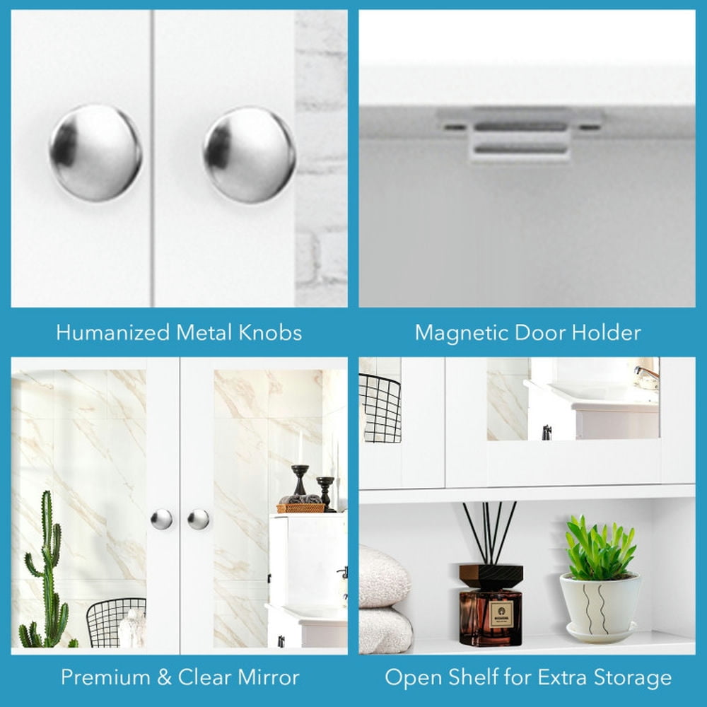 Finihen Bathroom Wall Cabinet, Wall Mounted Bathroom Mirror Cabinet, Bathroom Wall Mount Mirror Cabinet Organizer, for Bathroom, White Finihen Bathroom Wall Cabinet, Wall Mounted Bathroom Mirror Cabinet, Bathroom Wall Mount Mirror Cabinet Organizer, for Bathroom, White