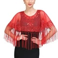 thumbnail image 4 of Womens Sequin 1920s Style Capelet Bolero Jacket Cover Up Shawl Shrugs With Tassel, 4 of 4