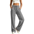 thumbnail image 2 of Diufon Womens Wide Leg Sweatpants High Waisted Drawstring Travel Pants Soft Comfy Loose Joggers with Pockets, 2 of 9