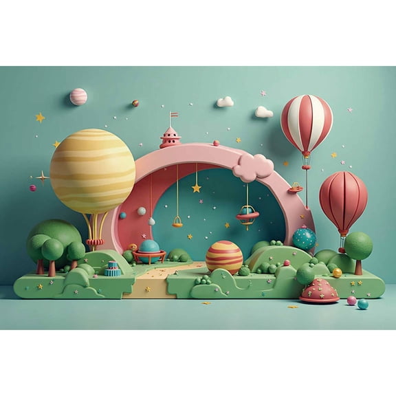 Interstellar Travel Birthday Backdrop Photography 3D Cartoon Universe Astronaut Photoz Background Baby Studio Props