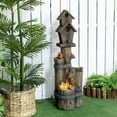 thumbnail image 3 of Outsunny LED Lights Resin Birdhouse Tree Trunk Fountain Outdoor, Brown, 3 of 9