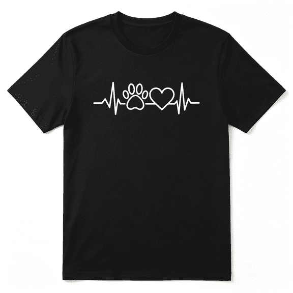 Paw Print Heartbeat Line Cool Graphic Tee For Men And Women, Pet Lover Road Trip Cotton Short Sleeves T-Shirt