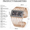thumbnail image 2 of Blekon Collections Ladies Fashion Watch - Rectangular Analog Quartz Sturdy Stylish Wrist Watch Semi Cuff Bangle Watch, 2 of 5