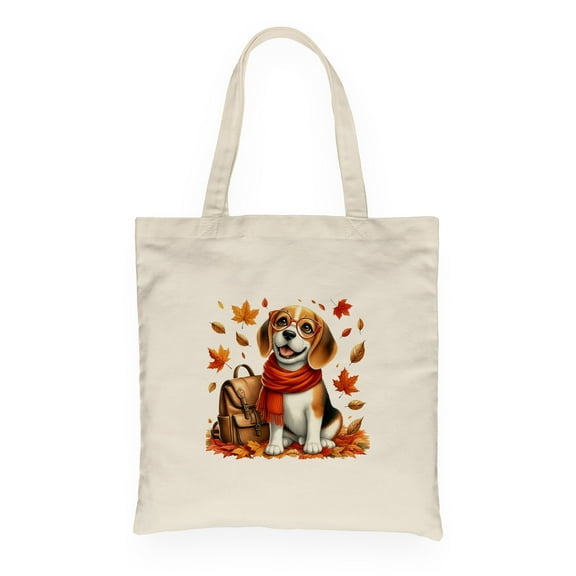 Welcome Fall Beagle Enjoys School Time Autumn Fall Leaves Canvas Tote Bag Beagles Dog Lover Gifts Idea Reusable Shopping Grocery Bag - 02013