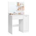 thumbnail image 1 of VASAGLE Tocador, Mesa de Maquillaje con Espejo Grande, Gabinete con 2 Estantes Ajustables, 2 Estantes Abiertos, 1 Cajón, Blanco RDT119W01, 1 of 9