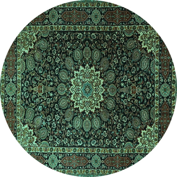 Ahgly Company Indoor Round Persian Turquoise Blue Traditional Area Rugs, 8' Round