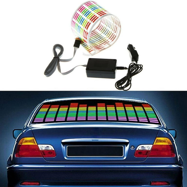 90x25cm - Égaliseur LED 90x25 40x30 pour voiture, autocollant, panneau  lumineux clignotant, rythme de la musique