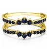 TwoBirch Sapphire Mounted Crown Inspired Half Halo Wedding Ring Guard Enhancer In Sterling Silver With Sapphire (0.56ctw)