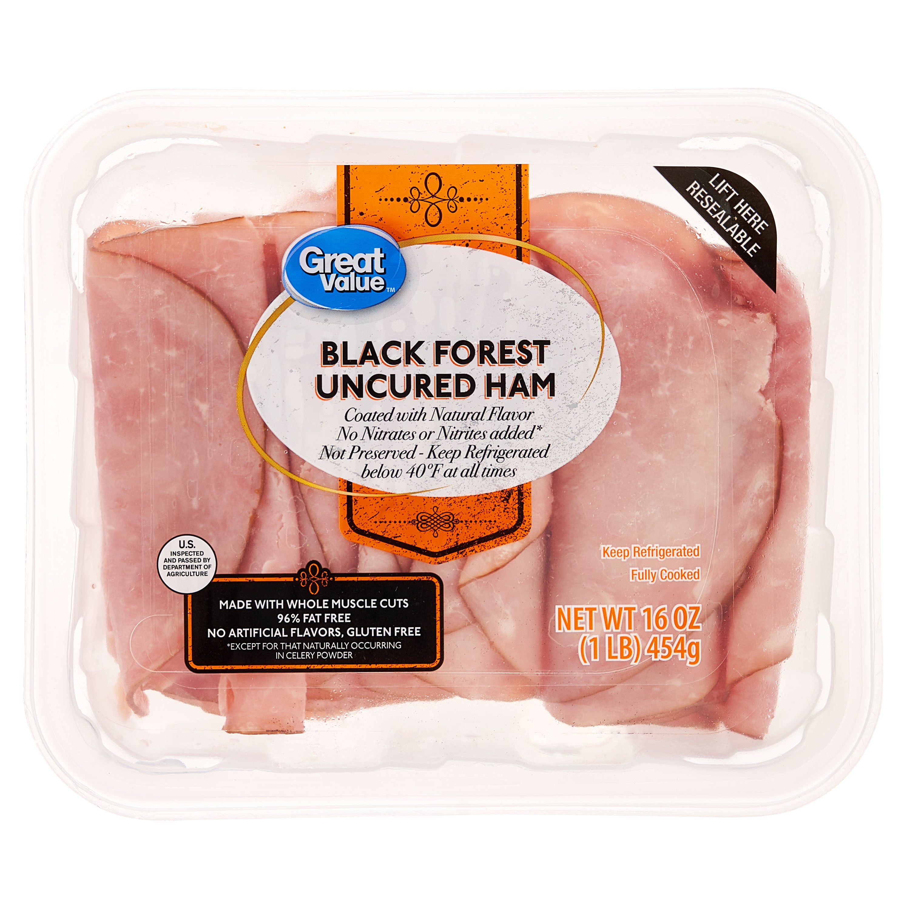 Great Value Black Forest Uncured Ham, 16 oz
