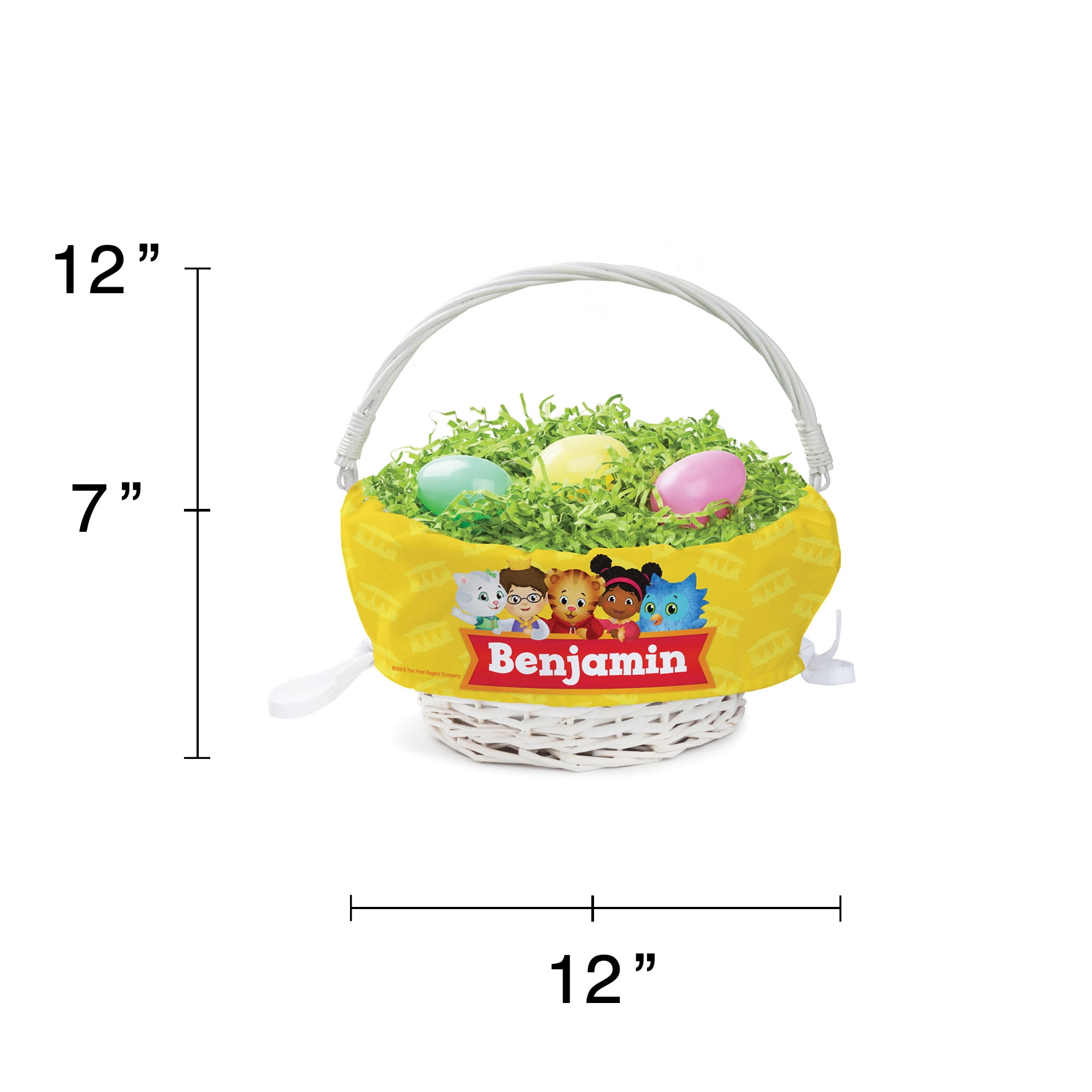 Daniel Tiger's Neighborhood Personalized Easter Basket with Custom Name Printed on Yellow Liner, Best Friends
